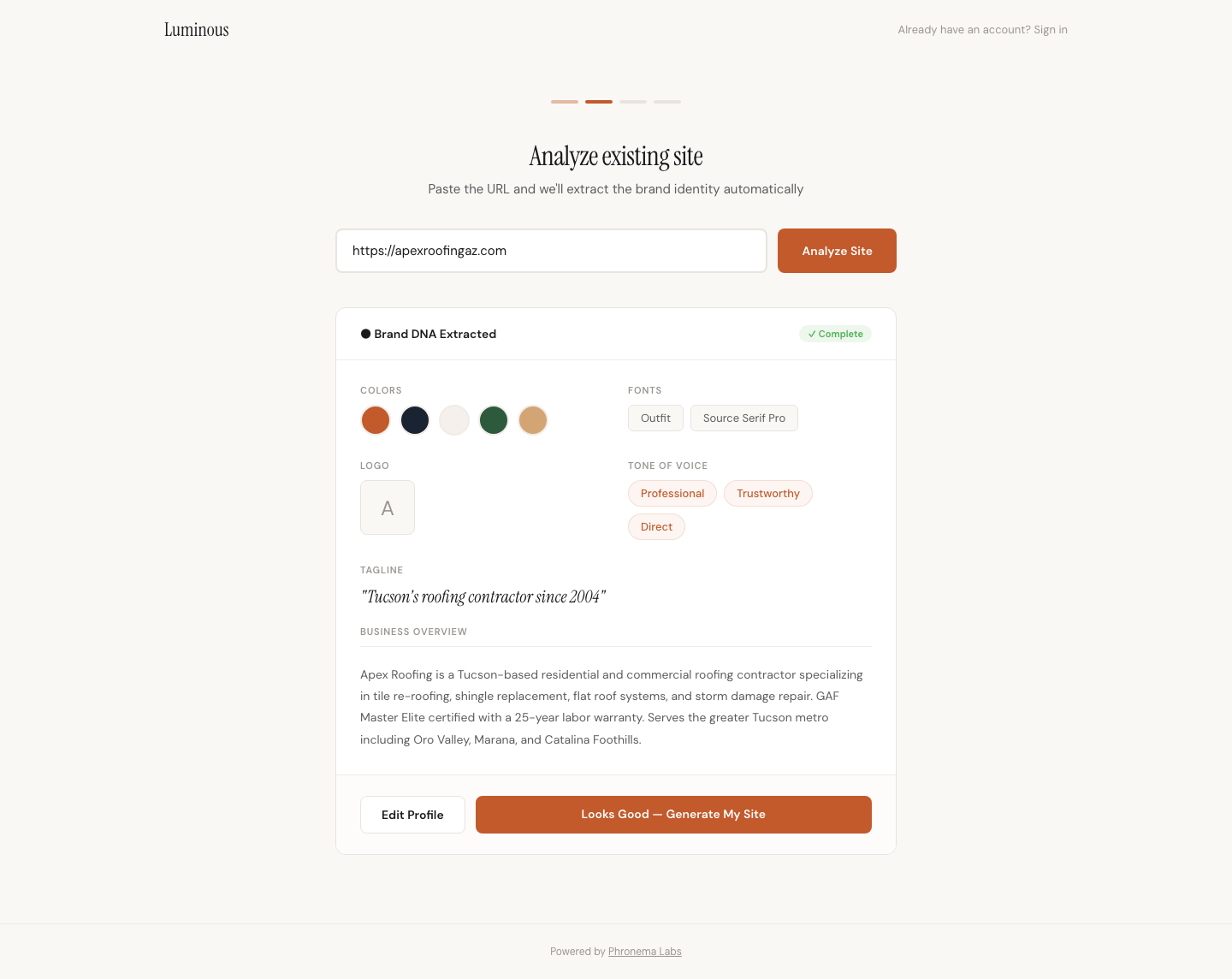URL scrape results