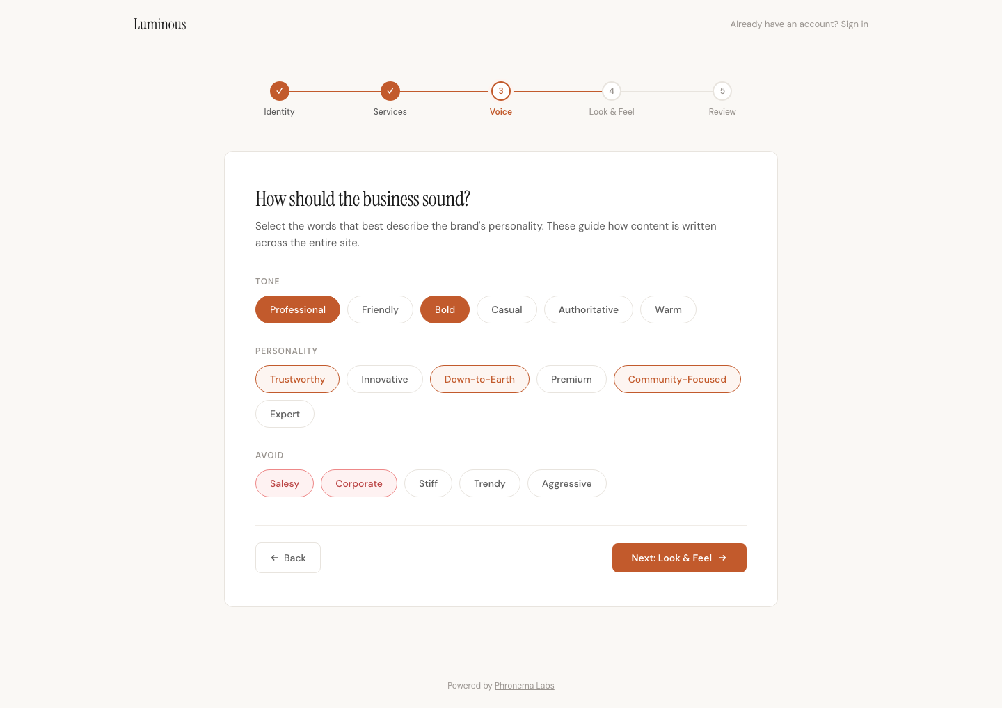 Guided questionnaire