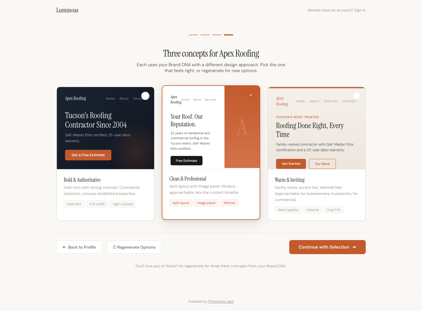 Three design concepts